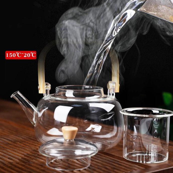 Xxcv- Ceret Masak Air Teapot Infuser Glass Teko Kaca Tahan Panas Dengan Saringan Teko Infuser Kaca K
