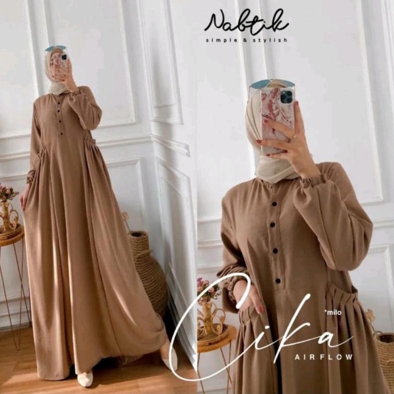 BEST SELLER GAMIS CIKA/ GAMIS CIKA NABTIK/GAMIS POLOS/ GAMIS PUTIH POLOS/GAMIS KRINGKLE AIR FLOW/GAM