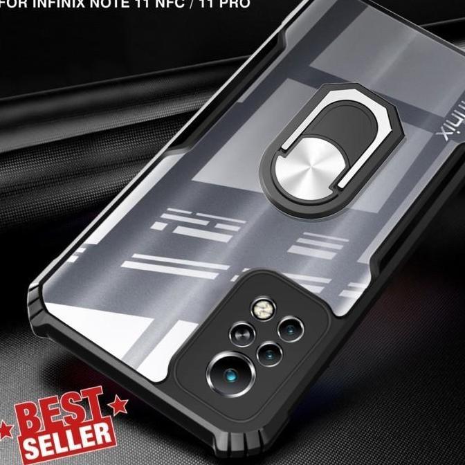 Case  untuk Infinix Hot 11s NFC i-Ring Standing Transparan CLEAR Armor