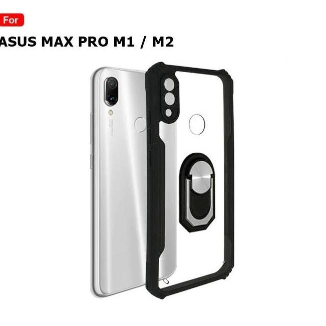 Case untuk Asus Zenfone MAX PRO M1 M2   i-Ring Standing Transparan CLEAR Armor Fuze Bening With Kick