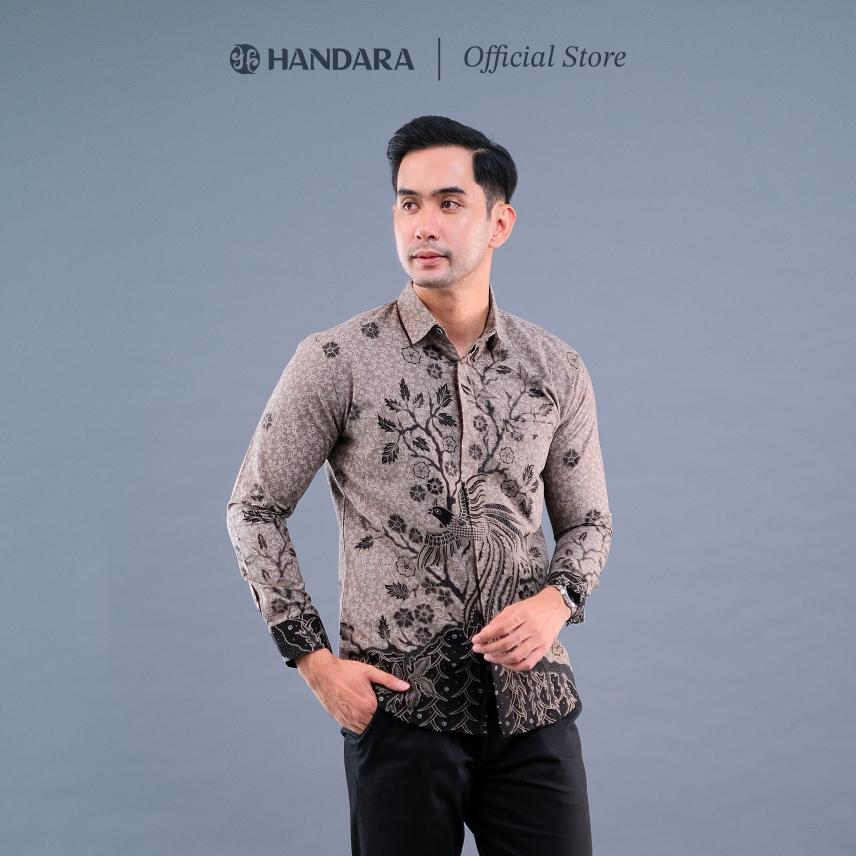 CUCI GUDANG Batik Handara - Jatra Abu Hitam Kemeja Pria Furing Erro