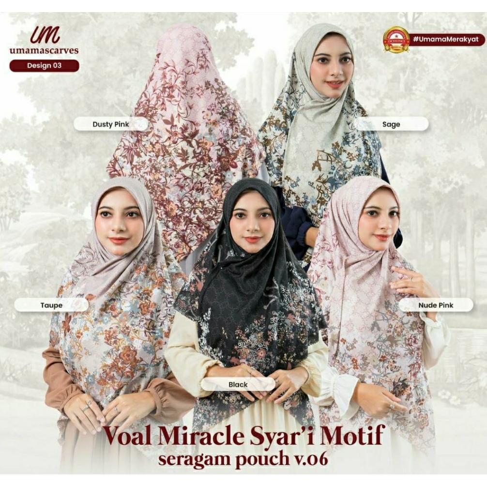 AK hijab voal miracle motif syari seragaman (130 130 cm )