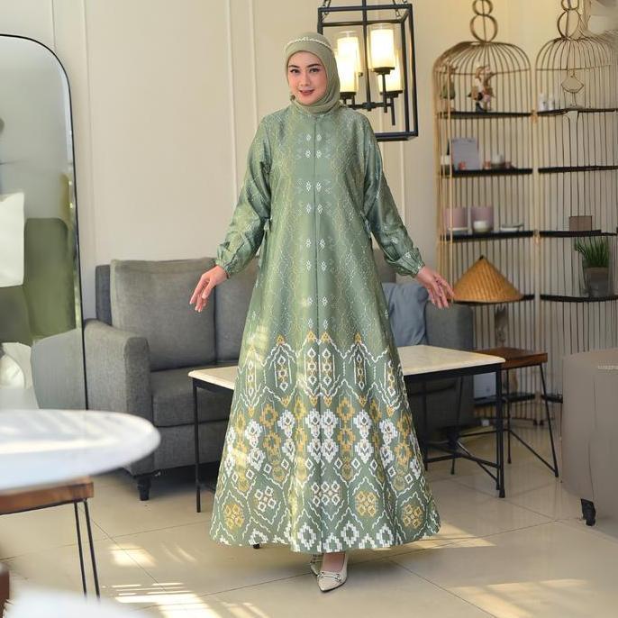 Dress Natalia Silk Premium |Gamis Silk Motif Bunga Terbaru |Gamis Wanita Muslimah |Gamis Lebaran Ter
