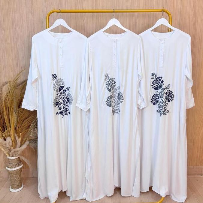 Gamis Putih Jumbo Ld 120 Cm Model Bordir Kekinian