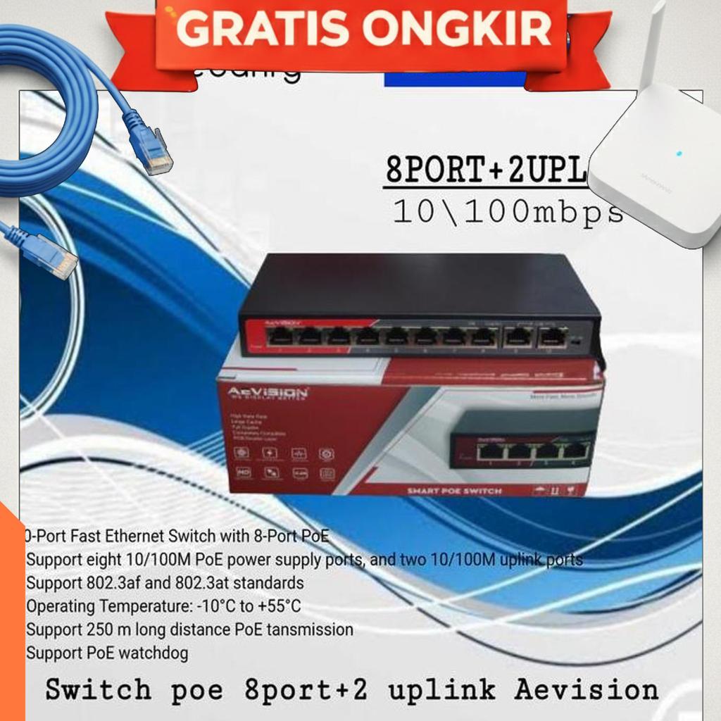 Switch Poe 8 Port+2 Uplink Aevision Smart Poe 8 Port