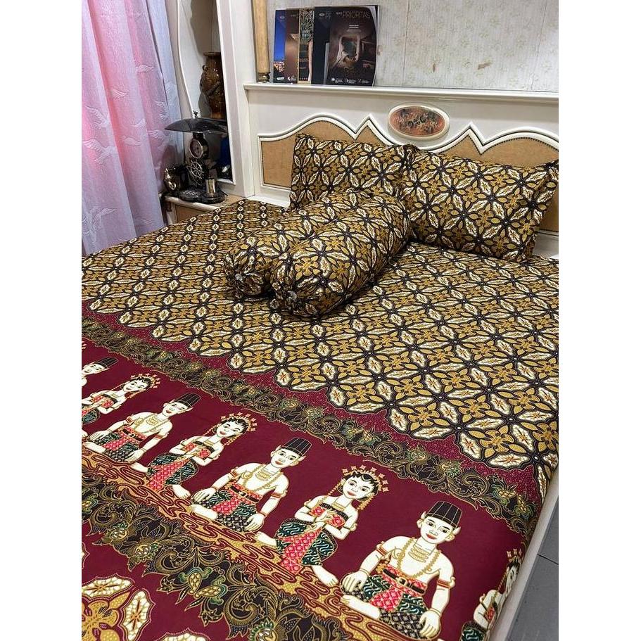 Lansungkirim- Sprei Batik Motif Loro Blonyo Kasmaran Sprei Motif Batik Madu Bronto Sprei 120200
