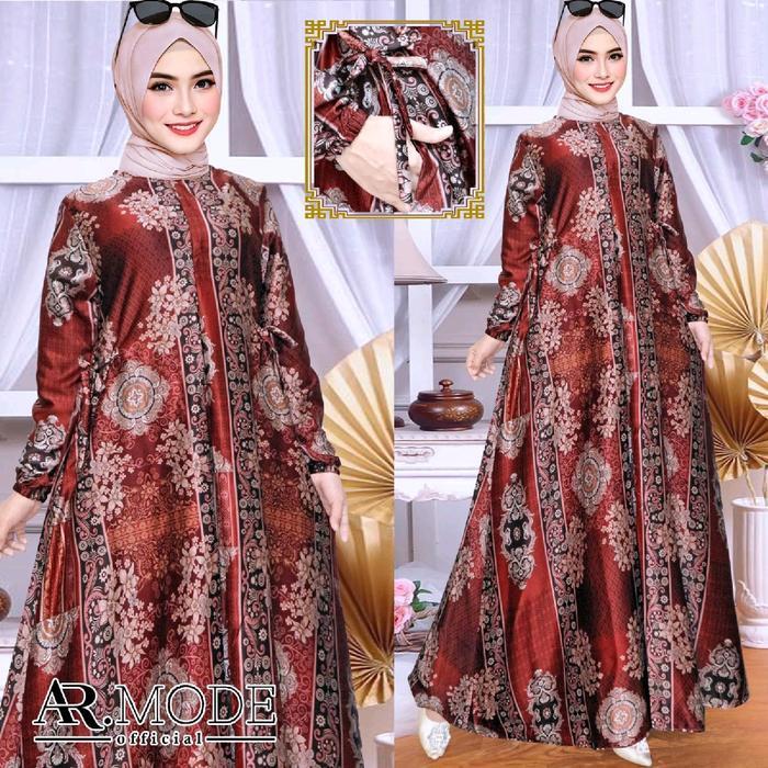 Gamis Batik Silky Terbaru Ukuran Dress Maxi - Wanita Muslim