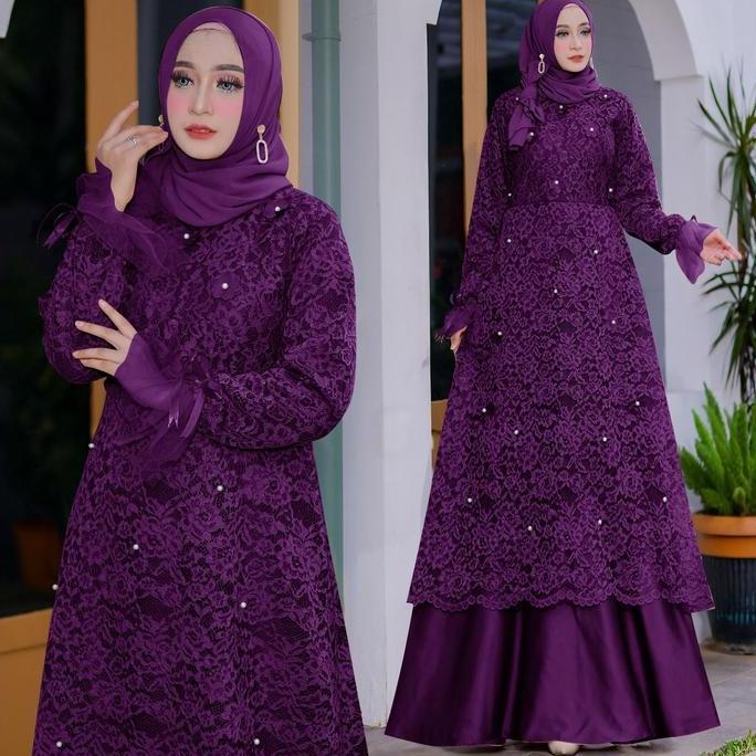 Bellona Baju Gamis Full Brukat Gamis Brukat /Ukuran S-M , L , Xl , Xxl / Gamis Brukat Kondangan / Ga
