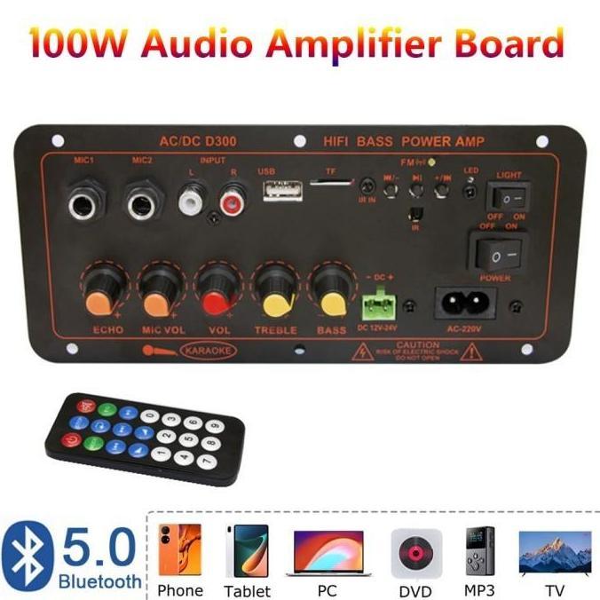 Amplifier Board D300 100W Module USB FM Radio TF DIY Bluetooth Kit Speaker Aktif Kit Power Amplifier