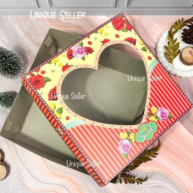Promo [Isi10] Dus Kue Tart TUTUP HATI 28x28x12 cm / Dus Box Lamaran Tutup Hati Uk 28 cm 28x28 28x28x