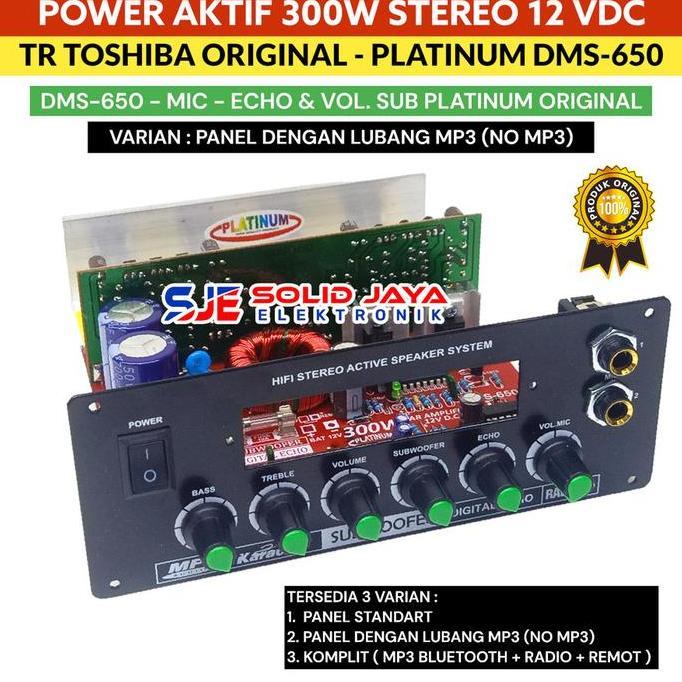 KIT POWER AKTIF MOBIL 12V 300W DM650 MP3 BLUETOOTH BT STEREO PLUS TONE SUBWOOFER ECHO MIC MIK KARAOK