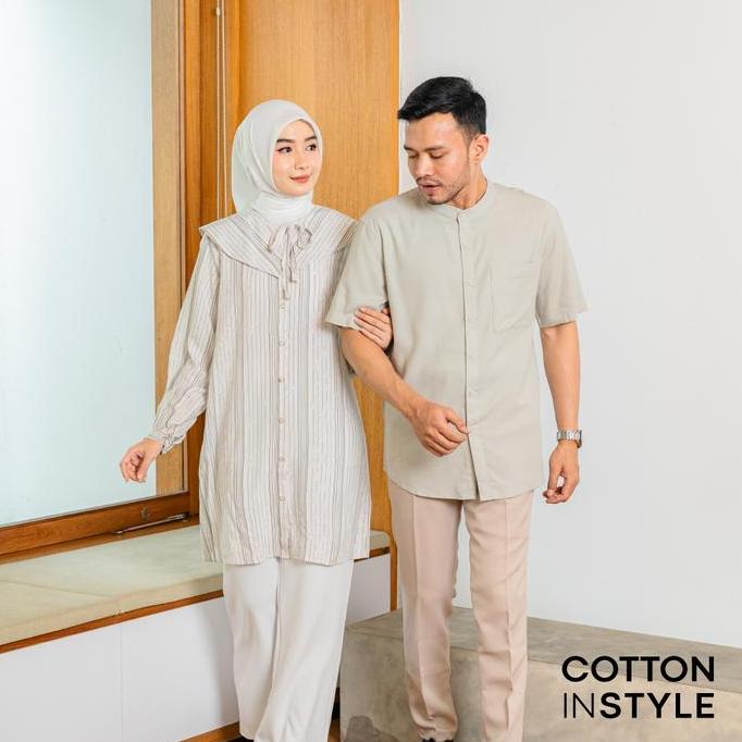 COTTON INSTYLE Aiden Sarimbit Family Set Tunik Wanita Koko Pria | Baju Ramadan Lebaran 2026 Outfit W