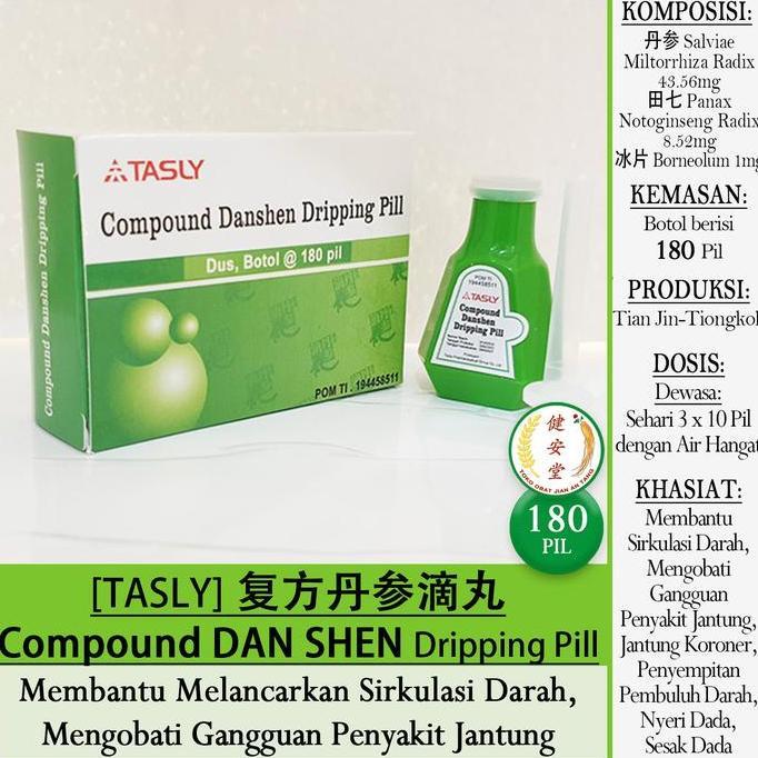 $$$$] [Tasly] COMPOUND DANSHEN Dripping Pill [Fu Fang Dan Shen Di Wan] 180 Pil u.Kesehatan Jantung-J