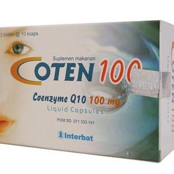 Coten 100mg Box 30's Kapsul Interbat - Coenzyme Q10 / Antioksidan
