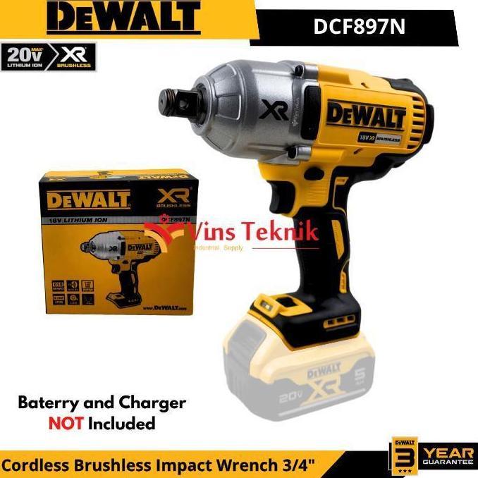 Miliki Dewalt Dcf897N Mesin Pembuka Baut Baterai Cordless Brushless Impact Wrench 3/4" 950Nm 20V Dcf
