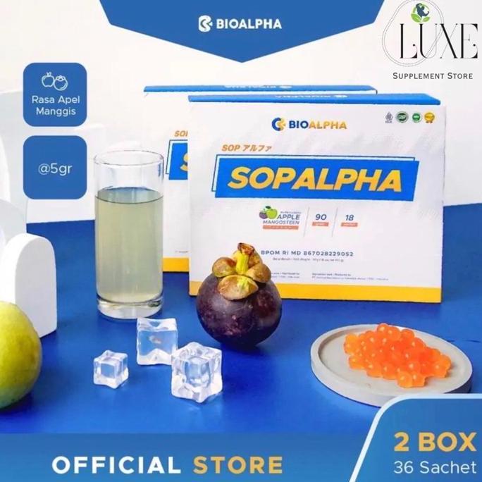 PROMO 2 BOX 36 sachet SOPALPHA Minuman Serbuk Rasa Apel Manggis