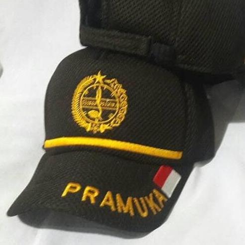 topi pramuka jaring dobel mess model topi perwira MERAH PUTIH coklat tua dan hitam (TERBAIK) (TERBAR