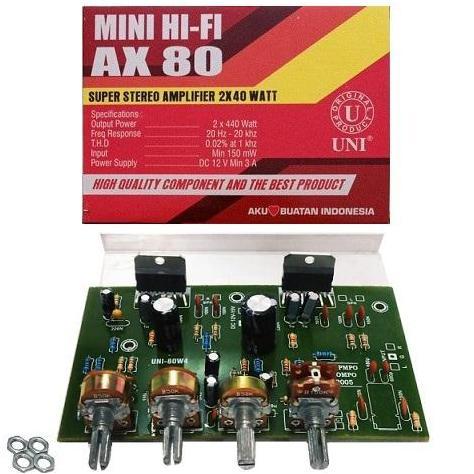 Kit Power Amplifier AX-80 2X40 Watt IC TDA-2005 ST DC 12V Min 3A Stereo Mobil Motor Ampli + HEATSINK