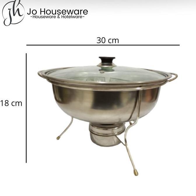 Promo Warmer Stove Panci Prasmanan Sayur Soup stainless + Tutup Kaca Diskon