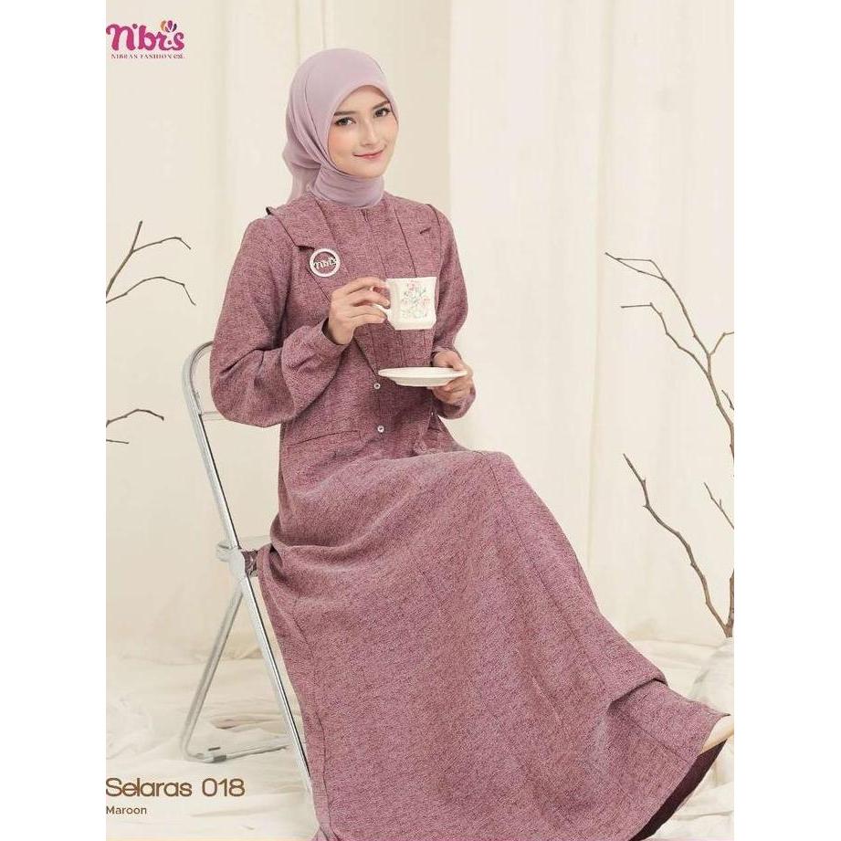 Murah NIBRAS - Selaras 018 - Gamis Modis Dewasa - Gamis Simple Elegan Non COD