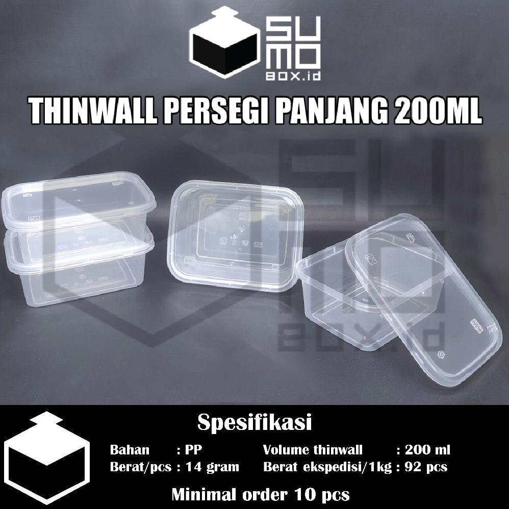 big sale thinwall persegi panjang 200ml + tutup / wadah plastik box dessert kontainer 200 ml [eceran