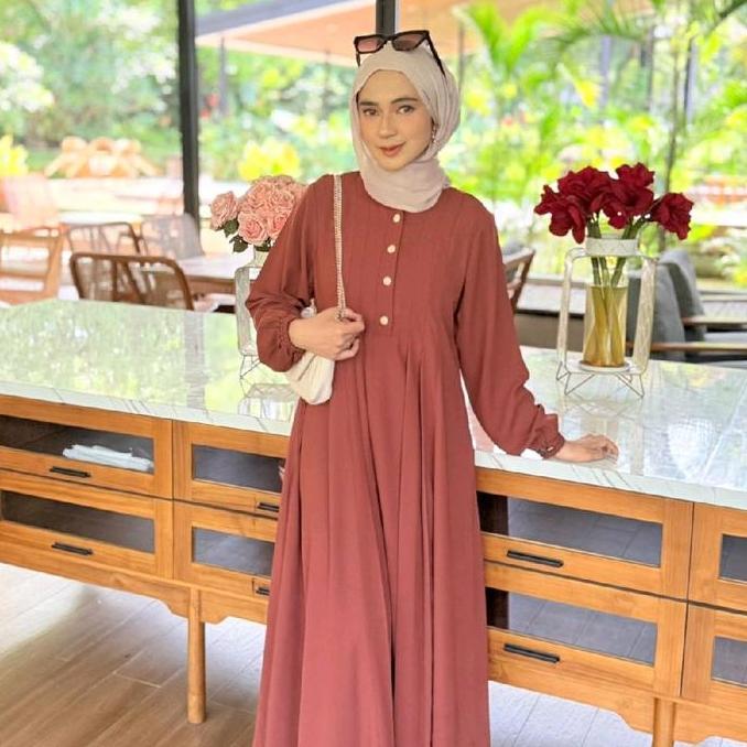 Murah gamis Darby/dnl RUXURY polos kancing depan all new Non COD