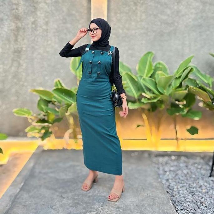 Willply Gammy Overall Wanita Rok Cargo Elizabetth Premium Overall Kancing Button Kekinian Katun Panj