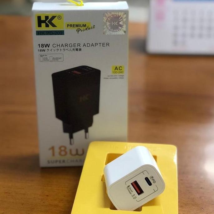DV223 - BATOK CHARGER HK TC-PD202 USB & TYPE-C ORIGINAL 18W MANTUL