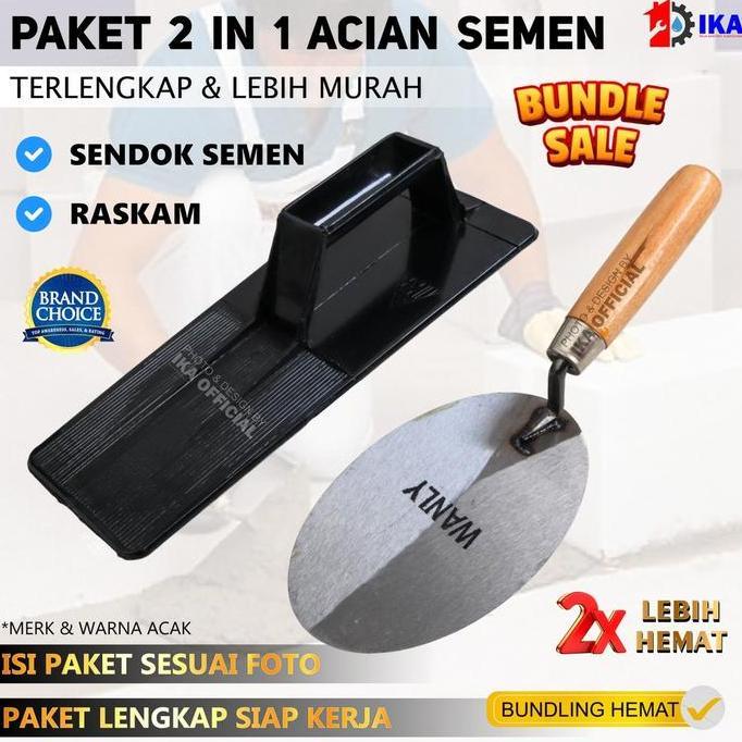 NAKATEKNO Satu Paket Raskam Atom Penghalus semen Dan Sekop Semen Ukuran panjang / Satu Set Raskan Da