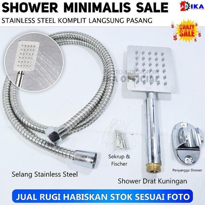 GRASSSTEKNO Kepala Shower Turbo Bertekanan Tinggi Shower Adjustable Massage hand shower set komplit 