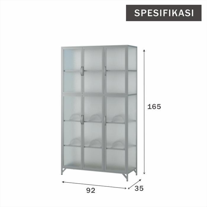 rak piring 3 pintu full kaca |lemari sayur