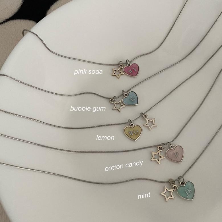 (LANGSUNG KIRIM) BONBON INITIAL NECKLACE // jual custom huruf inisial abjad customize necklace lette