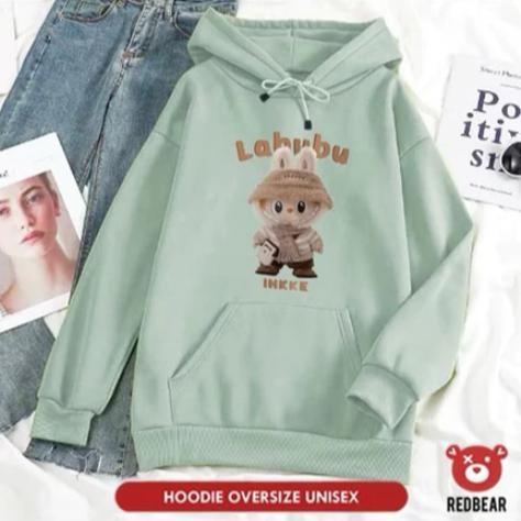 DISKON HOODIE LUCU GAMBAR BONEKA LABUBU UNISEX PRIA WANITA OVERSIZE - SWEATER HOODIE LUCU OVERSIZE K