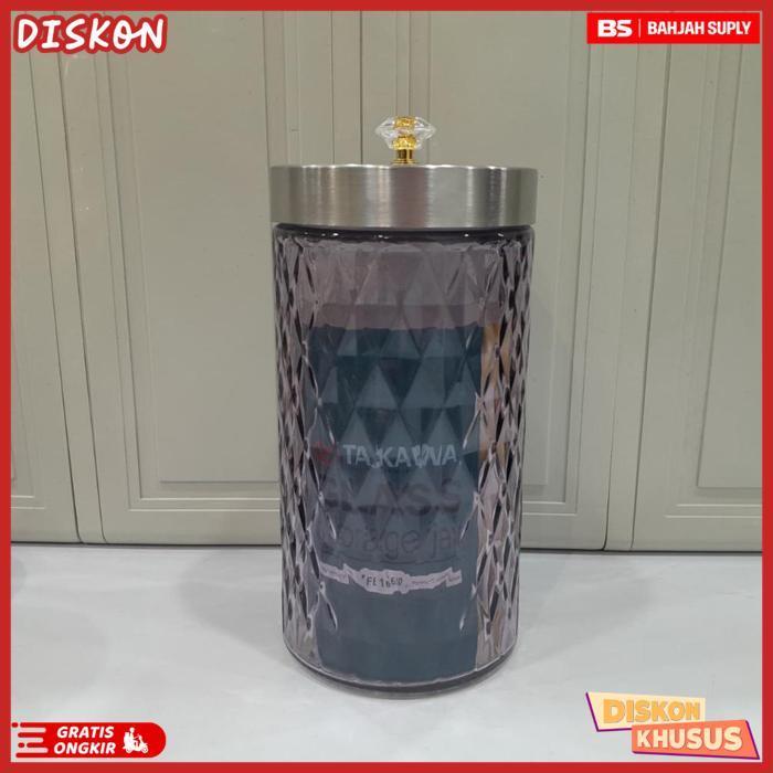 Exclusive Toples Kaca Takawa Diamond / Toples Kaca Tutup Stainless / Toples Kue Lebaran / Toples Kac