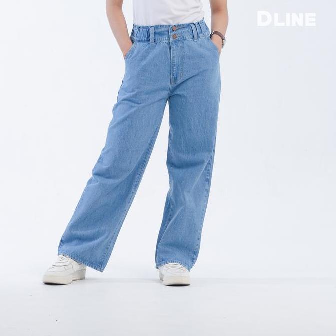 DLINE Celana Kulot Jeans Panjang Wanita Pinggang Belakang Karet Sydney Jeans Denim Fit chic outfit l