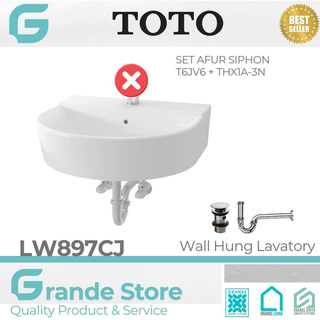 TOTO Wastafel Gantung LW897CJ Set Afur Siphon Wall Hung Lavatory