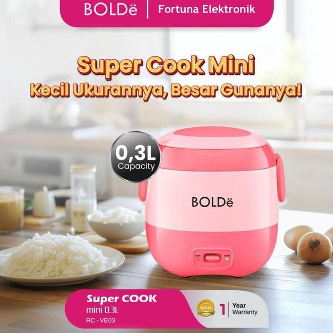 PROMO - BOLDe Super Cook Mini 0.3 Liter Magic Com Travel Mini Anti Lengket