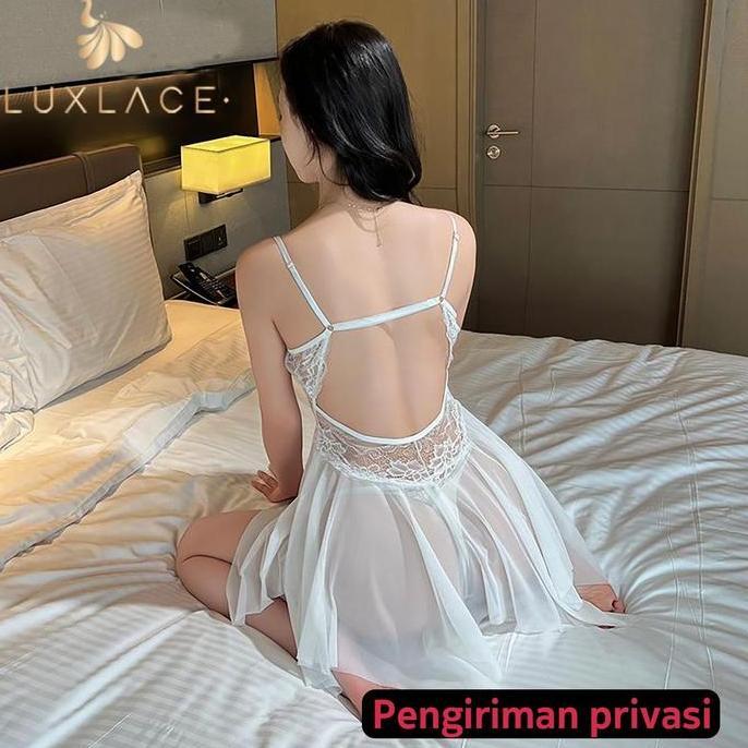 9209 Luxlacedress tali belakang silang terbuka daster yang ada cup busa baju dinas nagita baju tidur
