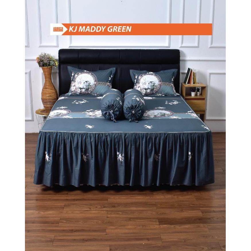 Soraya Bedsheet Sprei Rimple Bahan Katun Jepang Bunga Ukuran 180x200x30cm untuk Kamar Tidur Modern