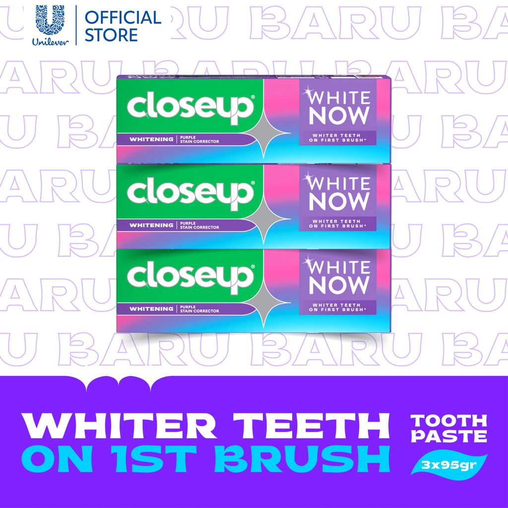 Closeup White Now Purple 95gr - Pasta Gigi Pemutih Triplepack (x3)