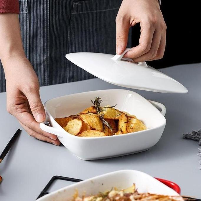 Piring Saji Ceramic baking tray with Cover / Tempat Piring keramik dengan tutup  tempat piring saji 