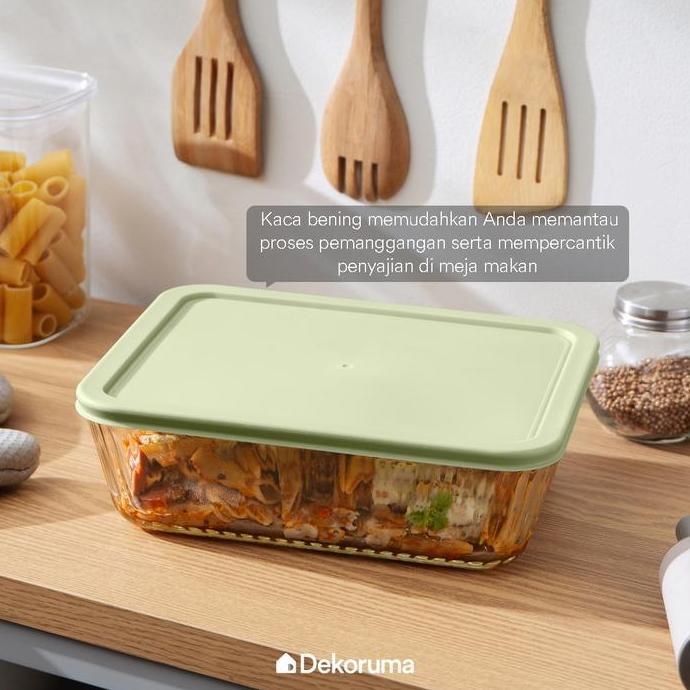 Dekoruma YUKATA Piring Oven Saji Kaca / Kaca Pirex / Piring Kaca Tahan Panas - 2600 ml dengan Tutup 