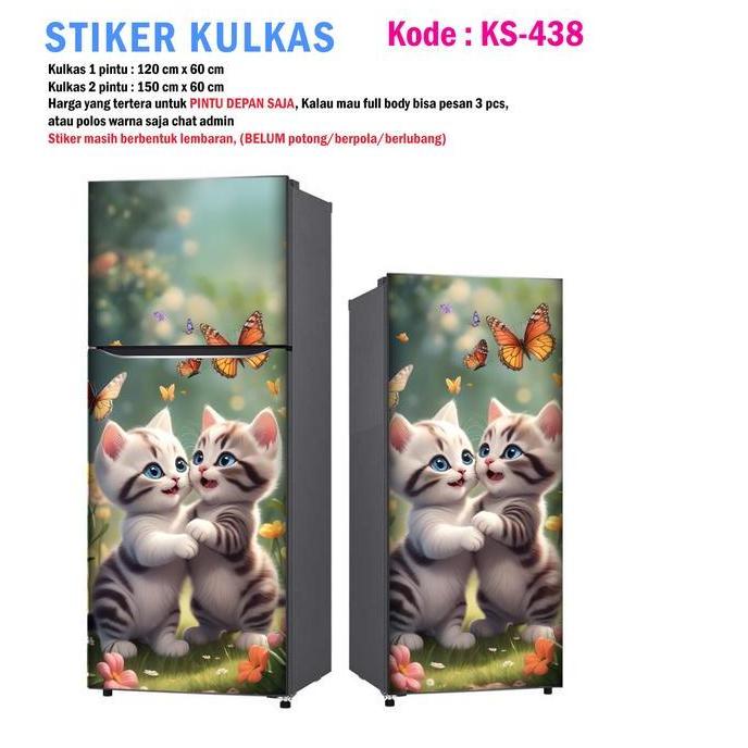 Stiker Kulkas 1 Pintu dan Sticker Kulkas 2 pintu Kucing Lucu