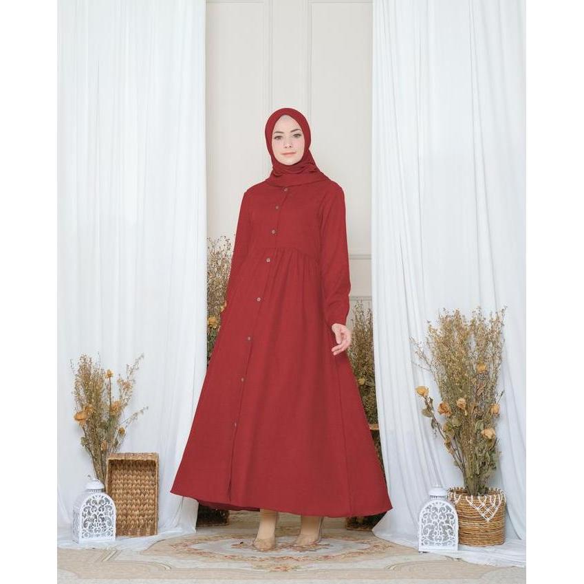 Gamis Syari Muslimah Polos Simpel dan Elegan Bahan Katun Madinah Premium