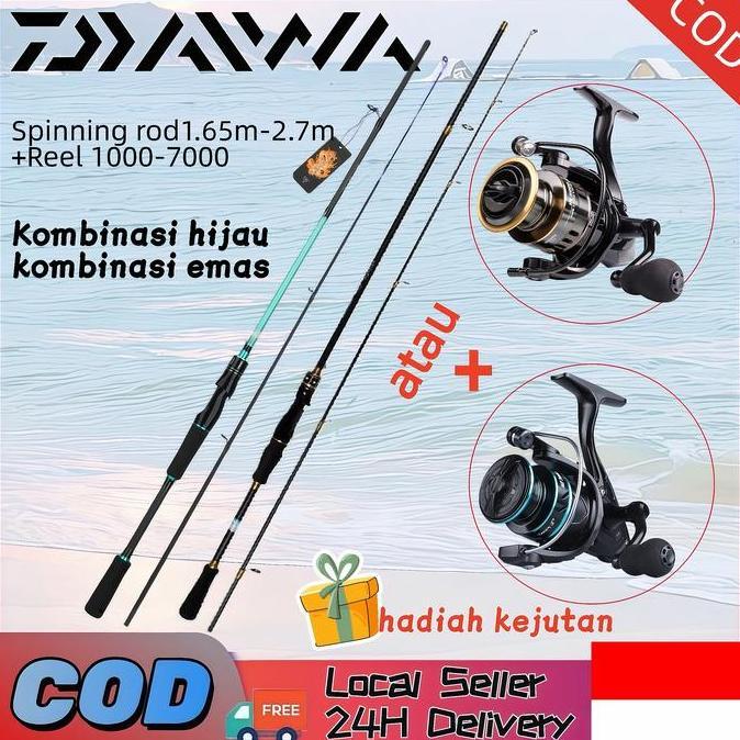 kick_doller - paket murah set lengkap daiwa 2-in-1 joran spinning 1 reel pancing daiwa, reel pancing