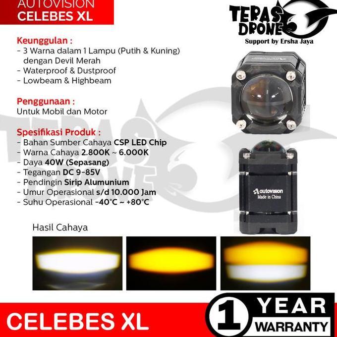 Mini BILED Projector Autovision Celebes 40 Watt - 4 Mode Lampu Biled RESTOCK