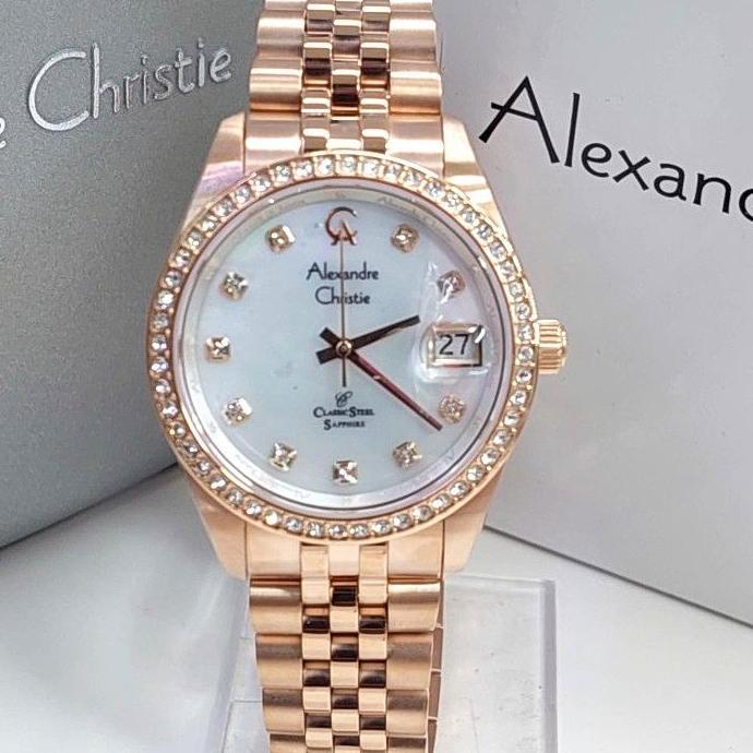 ALEXANDRE CHRISTIE AC5012 AC 5012 ROSEGOLD WHITE JAM WANITA ORIGINAL