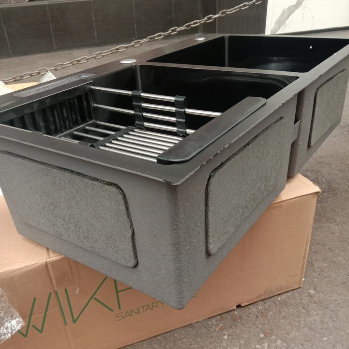 bak cuci piring wikho hitam black bowl 2lubang stainles sink kitchen