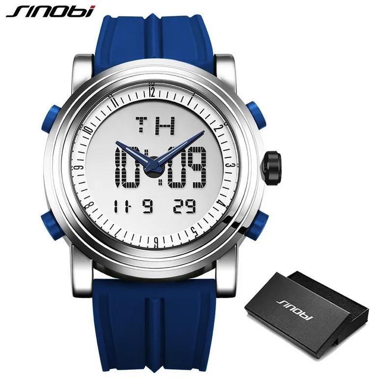 SINOBI Sport Watch Men Wrist Watches Digital Quartz Clock Movement Waterproof Watch Top Luxury Brand