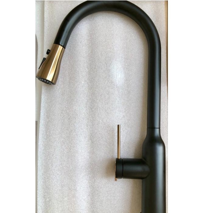 KRAN CUCI PIRING PANAS DINGIN HITAM GOLD MODEL TARIK/KRAN SINK TARIK